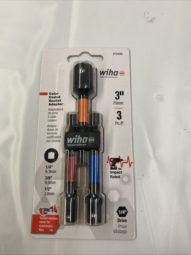 Wiha 70488 3 Piece Color Coded Socket Adapters