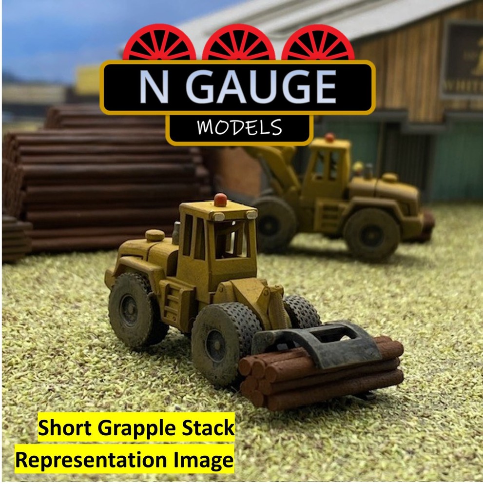 PAINTED -N Scale Gauge Wheel Loader 'Lowered Grapple' 1:148 (Logs Timber Tree)