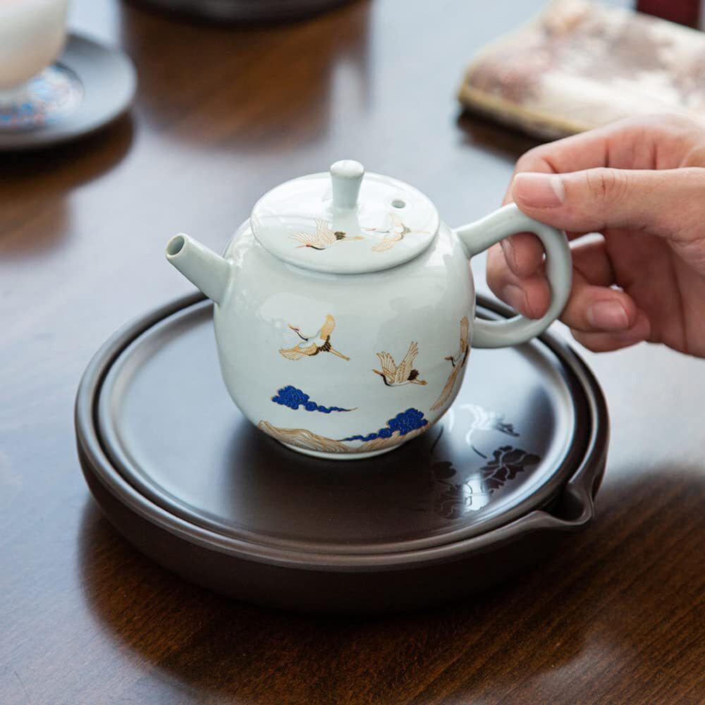 17.6cm China Wood Tea Tray Teapot Holder Kung Fu Tea Set Tea Ceremony