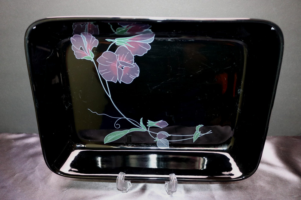 Mikasa RONDO TANGO EJ702 Black Lavender Floral Lasagna Baking Dish Rectangular