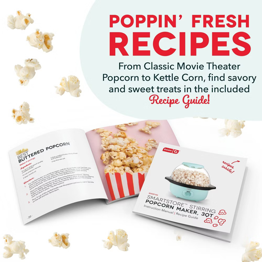 Dash 3qt Smartstore Stirring Popcorn Maker Aqua