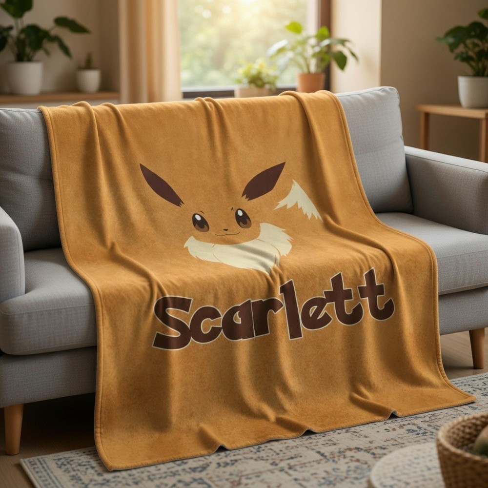 Cute Fox Creature Evolution Anime Flannel Blanket Personalized Baby Gift