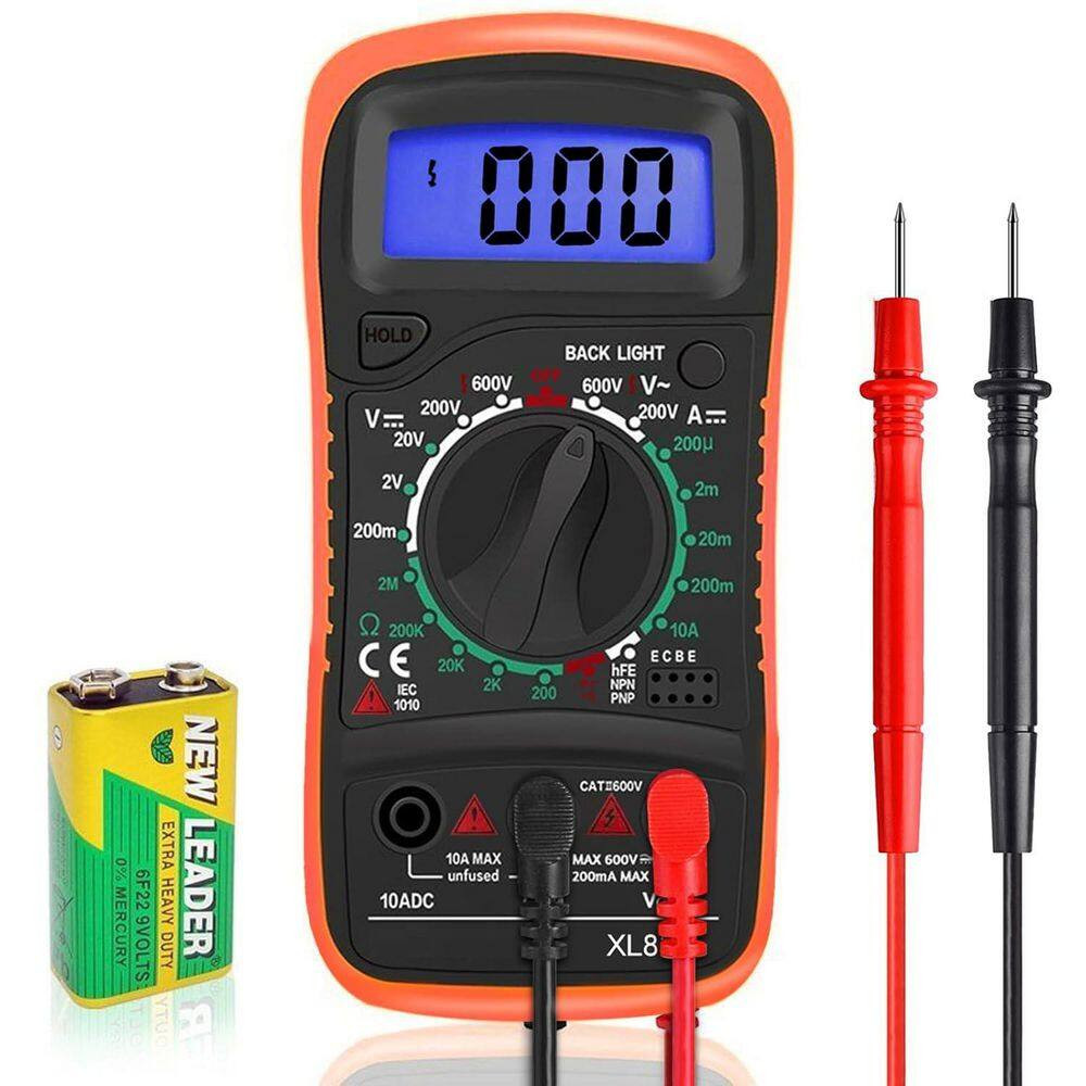 Digital Multimeter with AC/DC Voltage, Current, Resistance, Continuity, Diode Te