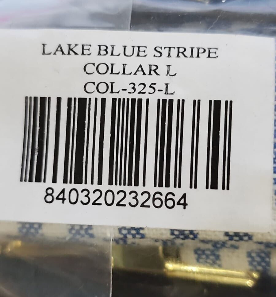 THE FOGGY DOG BELT LAKE BLUE STRIPE COLLAR L COL-325-L