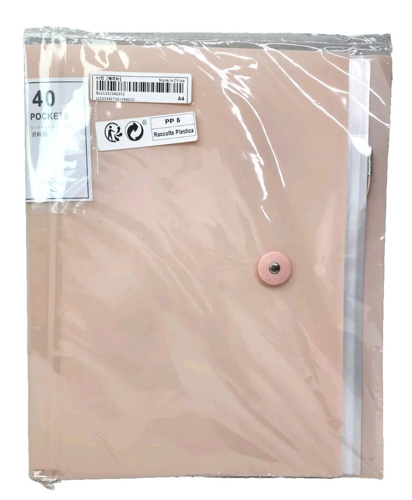 A4 40 Pocket Fixed Insert Cover Display Book Strong Quality, Pink