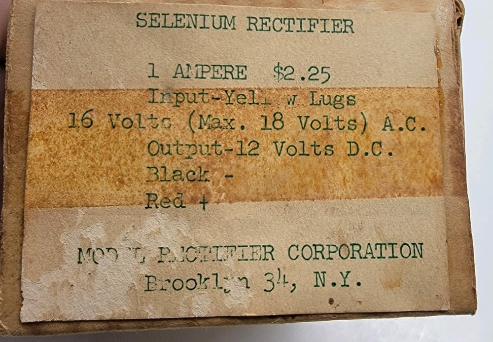 VINTAGE MODEL TRAIN SELENIUM RECTIFIER
