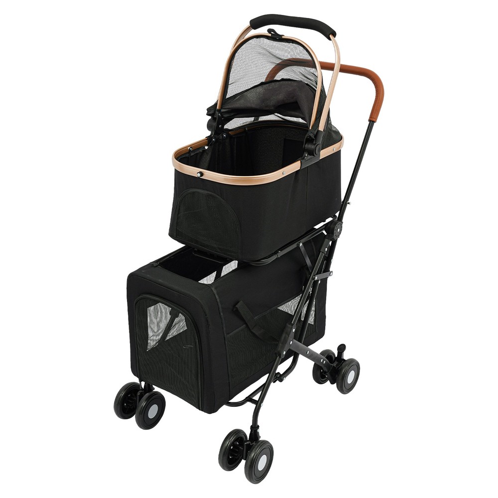 2-Tiers Small & Medium Dogs Stroller Dog & Cat Stroller Pet Stroller Foldable