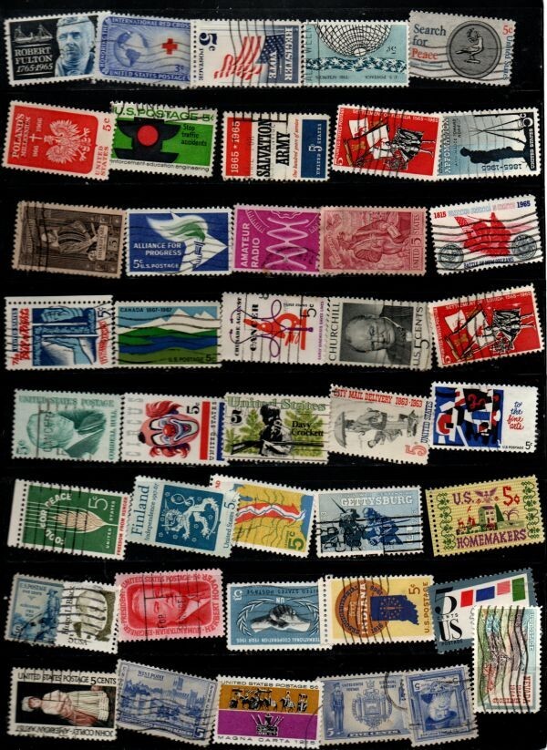 Assorted  US .05 cent 42 Cancelled Postage sTamps (11-897)