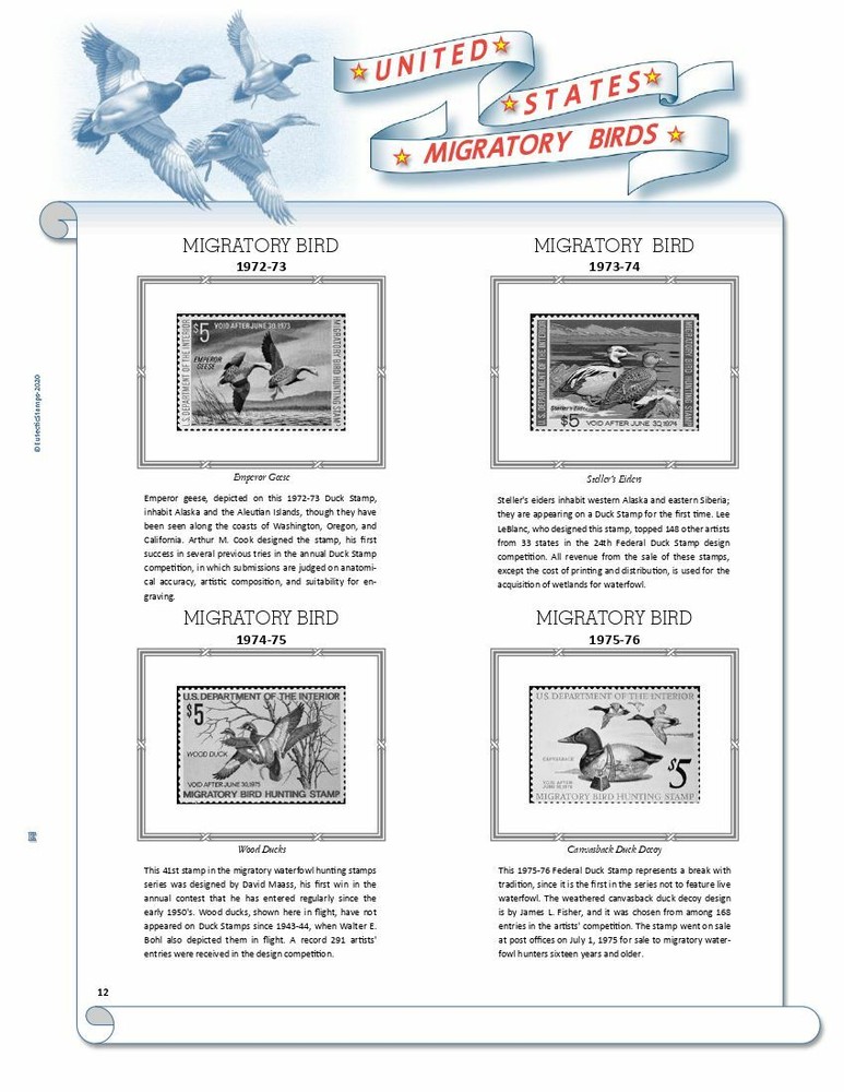 U.S. Federal Duck Stamp Supplement 1934-35 - 2024-25 (White Ace Alternative)