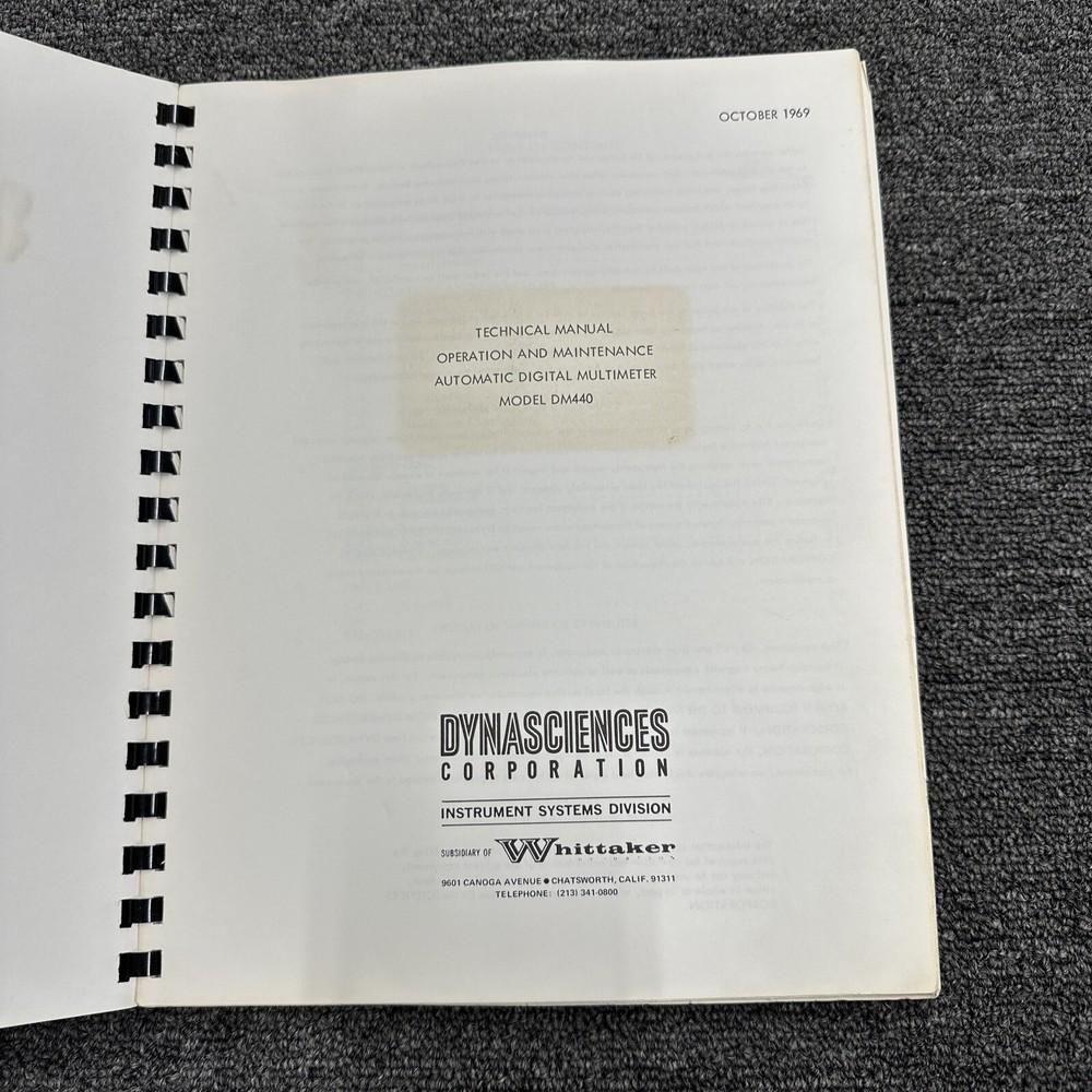 Dynasciences Model DM440 Automatic Digital Multimeter Operation Manual