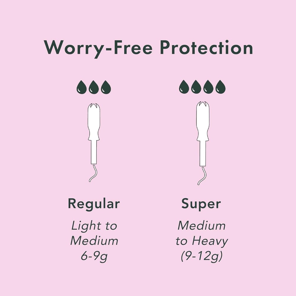 Tampons with Compact Applicator, Organic Cotton, Regular Absorbency, 36 Count