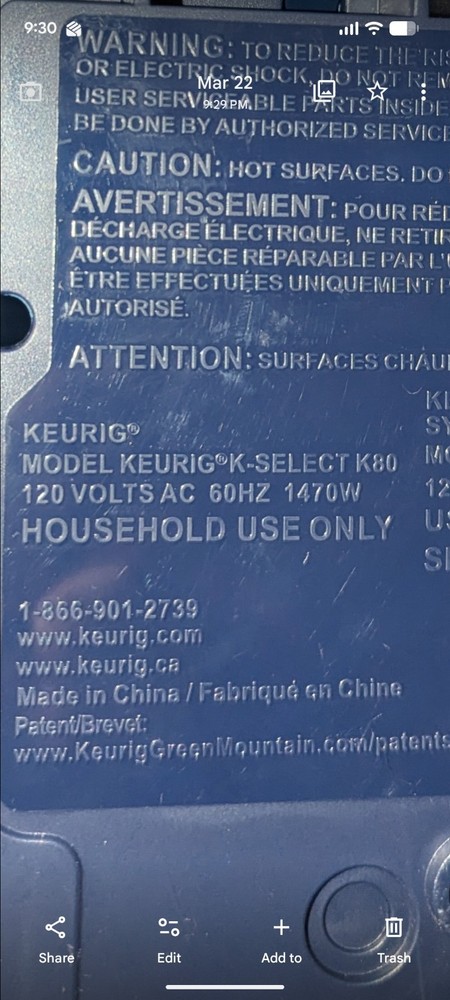 Keurig K-Select K80 Cobalt Blue Coffee Maker Counter Friendly 9.2" Width.
