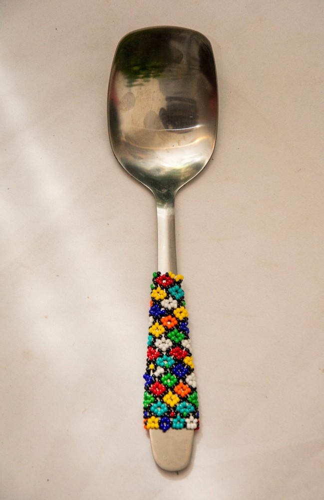 stainless steel beaded dishing spoon