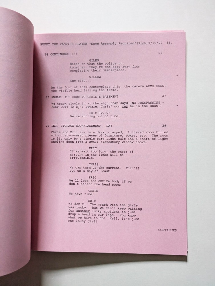 Buffy The Vampire Slayer Original Script - "Some Assembly Required" S02E02