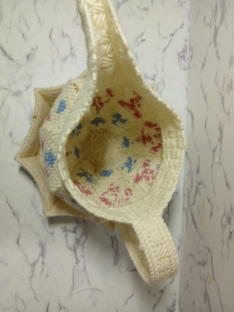 Needlepoint on Plastic Canvas Pitcher Vase With Basin Home Decor VTG