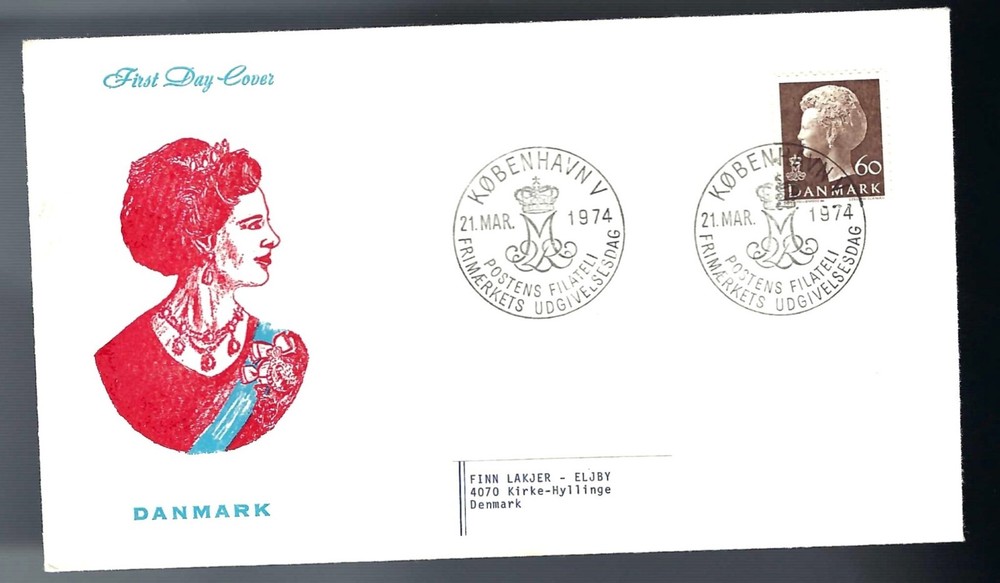 1974 Denmark FDC Queen Issue