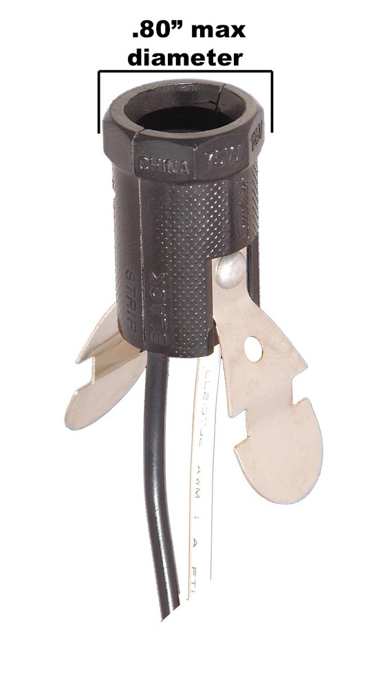 B&P Lamp® Keyless Candelabra Socket W/Spring Clips, Various Sizes