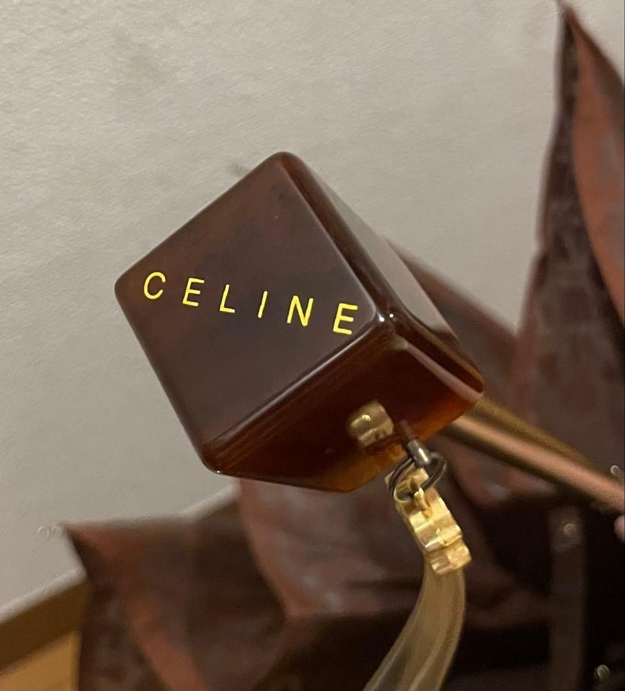 CELINE Folding Umbrella Brown Compact Rain Shield Luxury Accessory Genuine