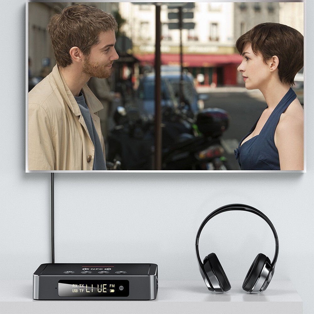 BT Transmitter Receiver Wireless 3.5mm Adapter AUX NFC to 2 RCA Audio W/Remote