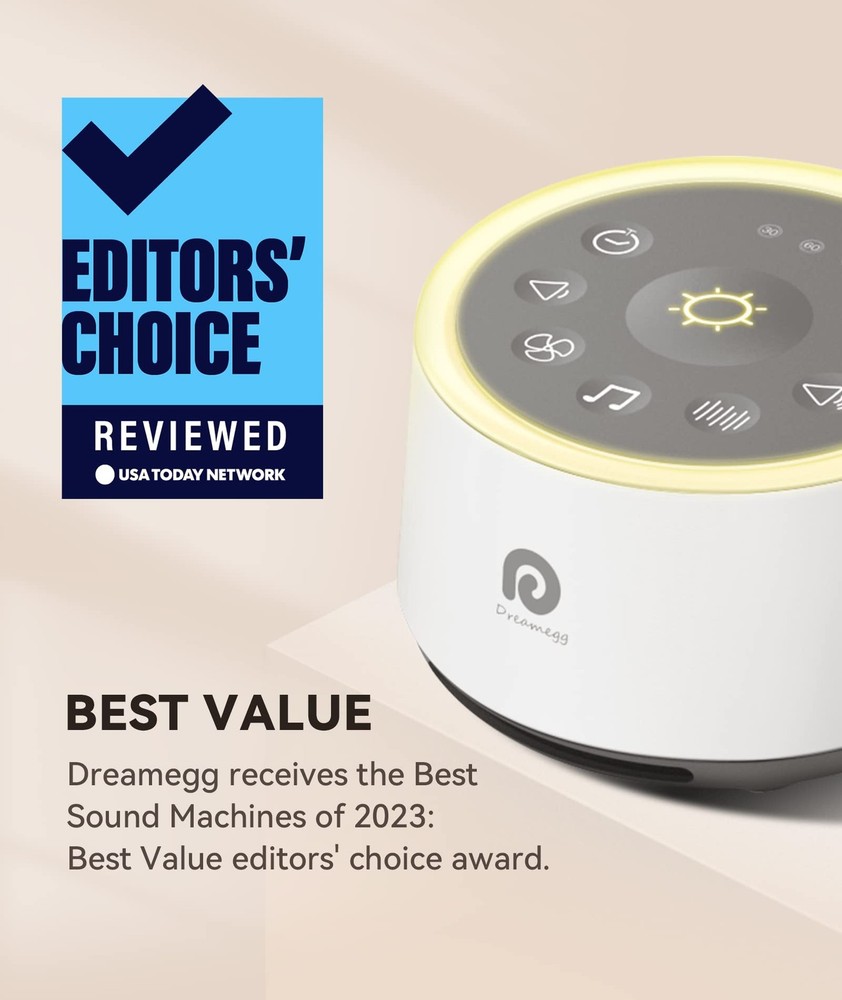 White Noise Machine with Night Light, 24 Sounds, Timer Memory Feature