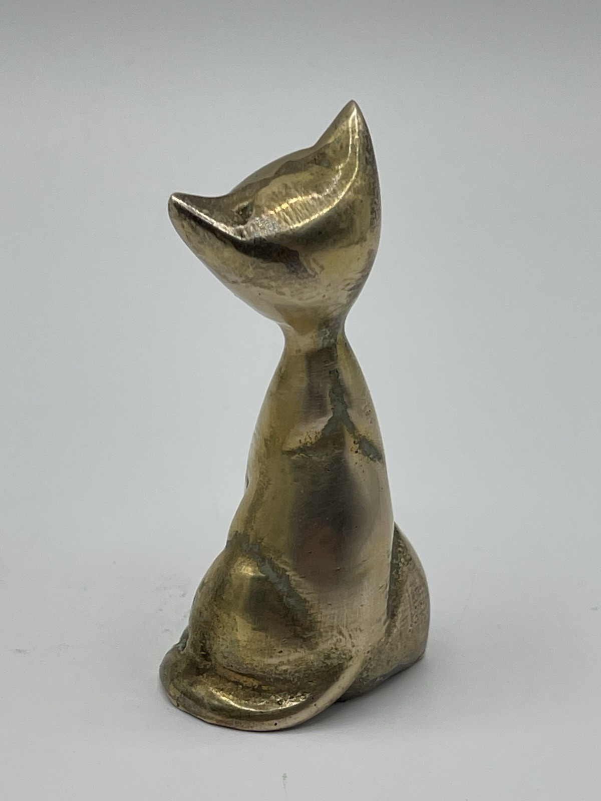 Vintage Pair Of Siamese Cats Whimsical 2.5”/ 3” Solid Brass MCM Decor