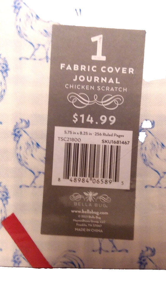 Bella Bug Fabric Cover Journal - Chicken Scratch
