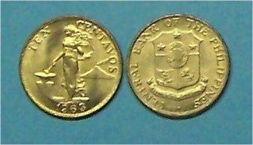 PHILIPPINES   1963   10 CENTAVOS  KM188