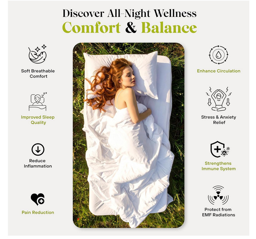 King Size Bed Grounding Sheets 90% Organic Cotton + 10% Pure Silver Fiber