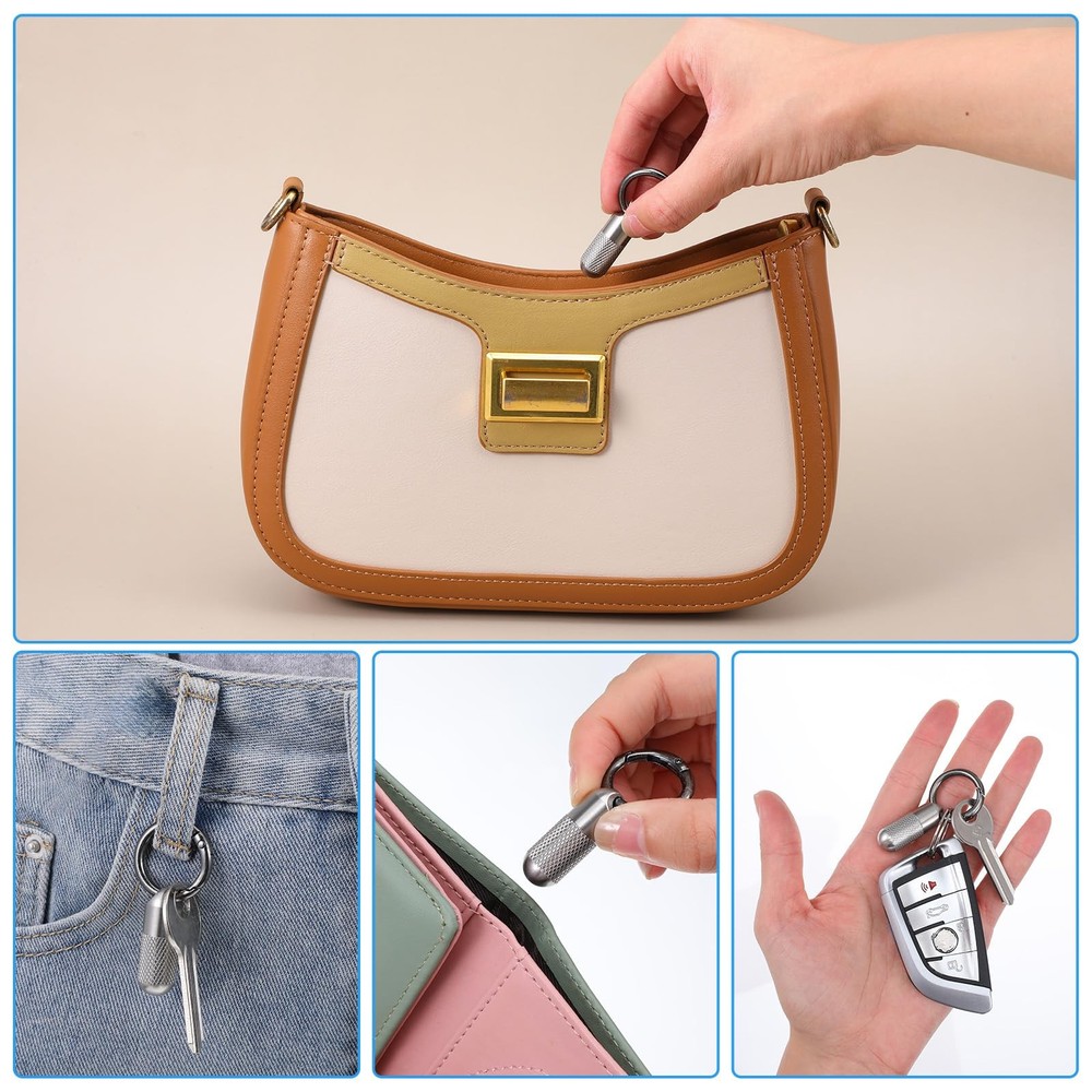 Small Pill Case Keychain Micro Holder Mini Silver and Black
