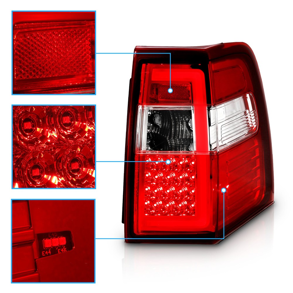 2007-2017 LED C Bar For Ford Expedition Chrome Tail Lights Replacement Pair