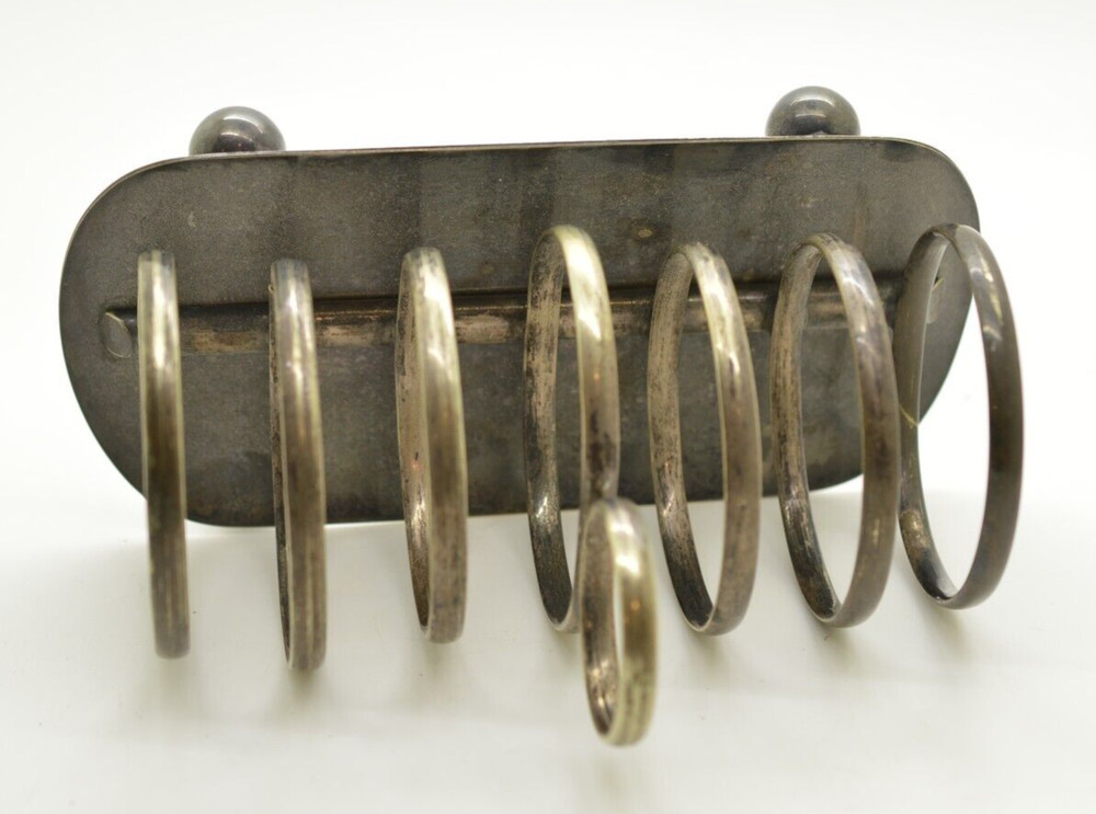 Victorian Robert Pringle Silver Plated Footed Toast Letter Rack Slots Ball Feet