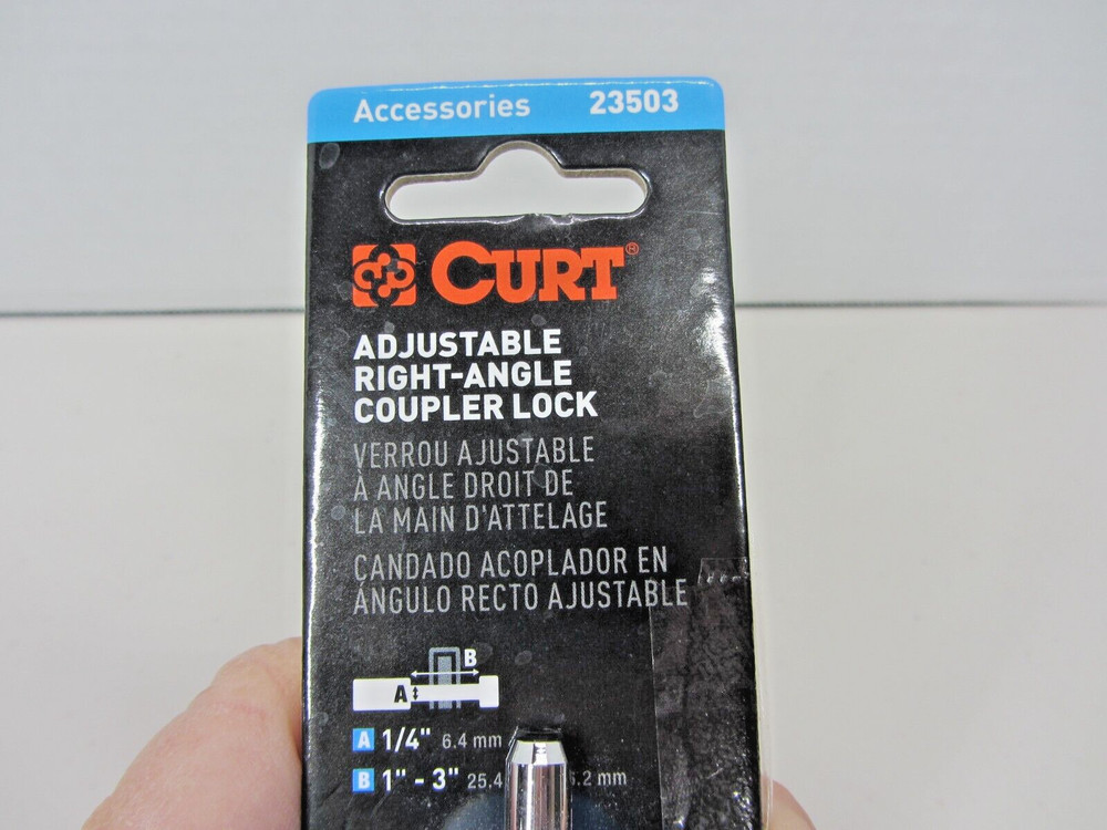 CURT Adjustable Right Angle Coupler Lock--23503-- 1/4" Pin 1" to 3" Span
