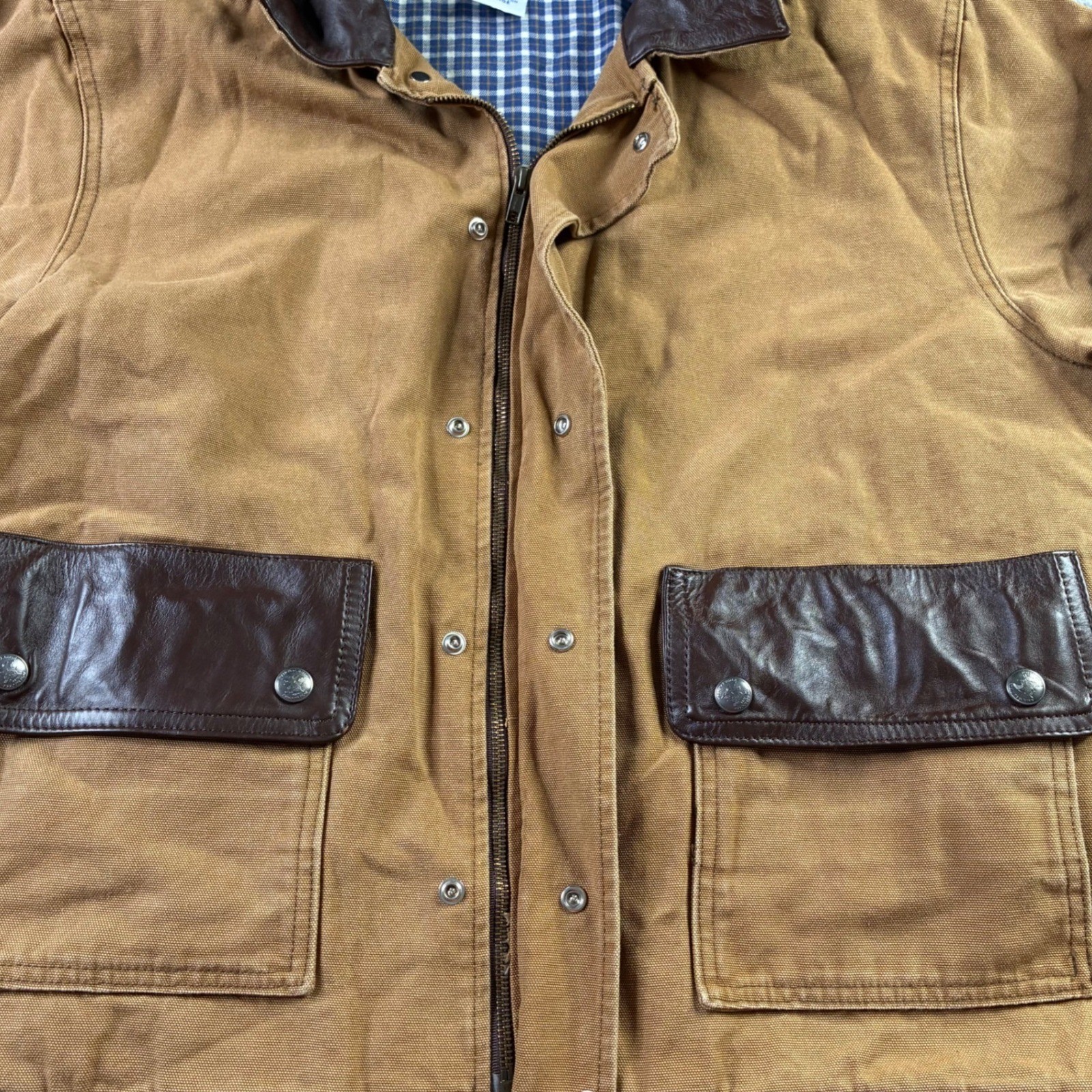 NRA Tactical Canvas Leather Barn Jacket CCW Ammo Pouch Chore Coat L Made In USA