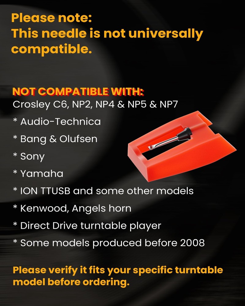 4 Pack Record Player Needles Replacement Compatible with Crosley, Victrola &...