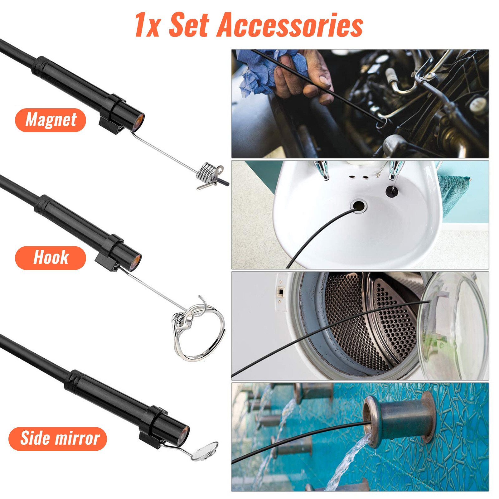 Industrial Endoscope 1080P HD 4.3'' LED Screen Borescope Inspection Snake Camera