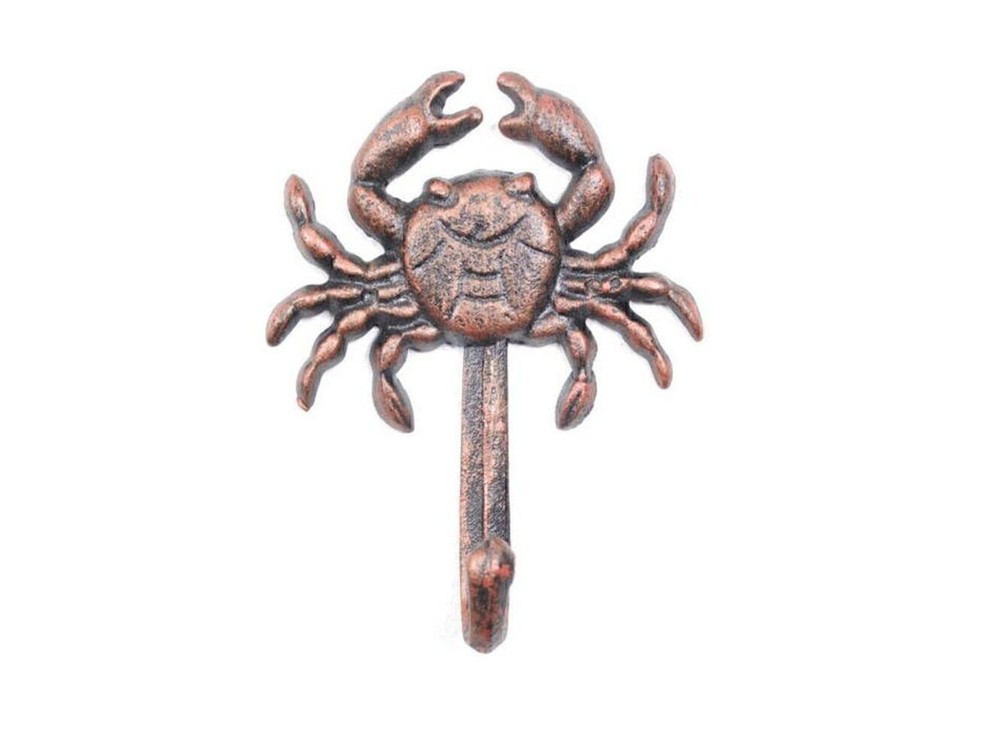 Hampton Nautical  Copper Cast Iron Wall Mounted Crab Hook 5" - Decorative