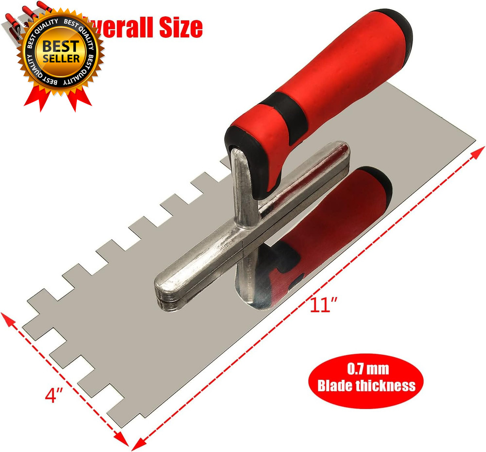 Tile Tools Stainless Steel Square Notched Trowel Set 3 PC