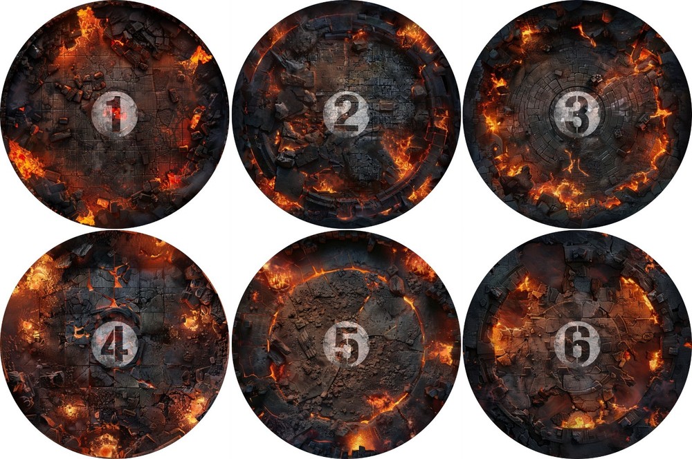 Objective Markers Set - 7.57" - Hellscape - Compatible w/ Warhammer 40K