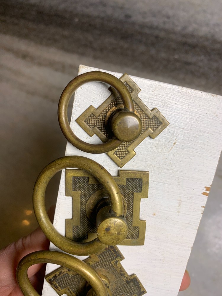 Antique Vintage Solid Brass Draw Handle Handles Pull Pulls Knob Knobs Ring Round