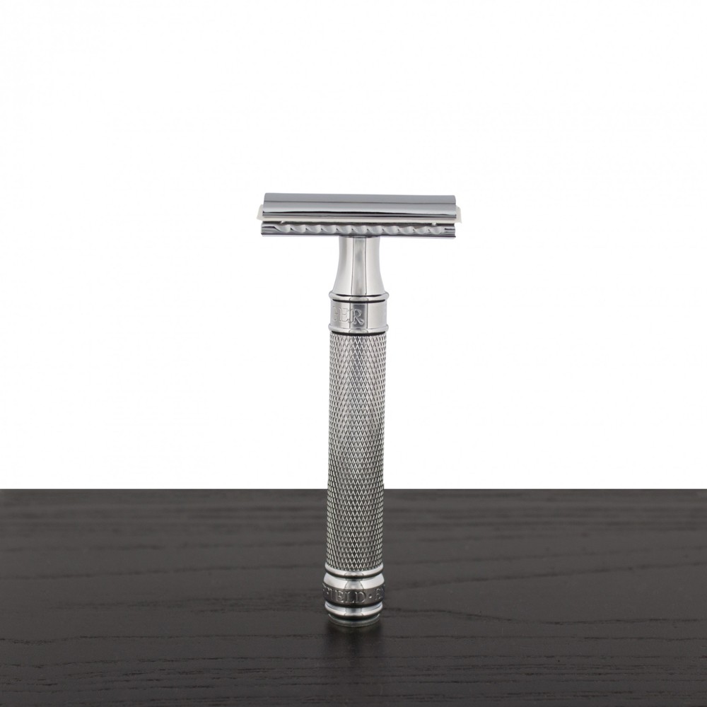 Edwin Jagger DE Safety Razor, 'Extra Grip' Handle, Knurled Chrome