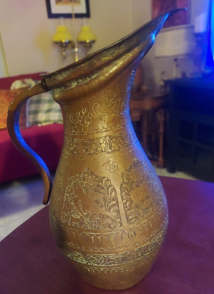 Vintage Antique Middle Eastern Copper Water Pitcher