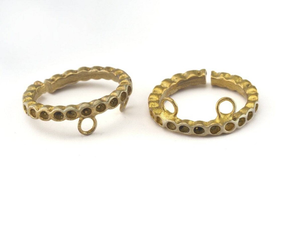 4 pcs Adjustable Ring Bezel-Loop Raw brass (16mm 5US inner size-Adjustable 2694