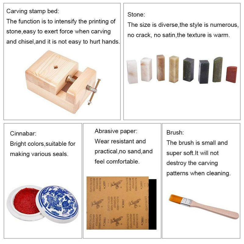 Calligraphy Art Hand Tools Set DIY Seal Stamp Stone Carving Tool Kit