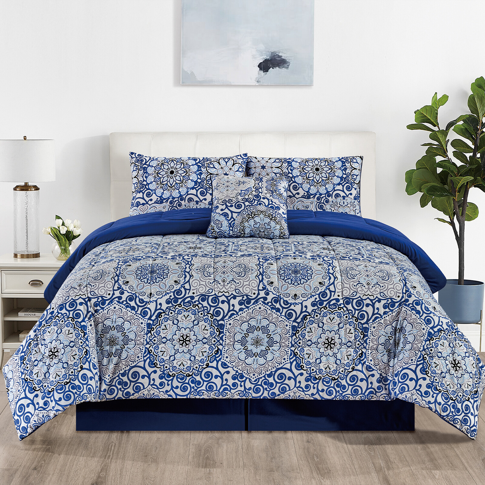 5 Piece Reversible Comforter Set Down Alternative Duvet Insert Quilt Bedding Set