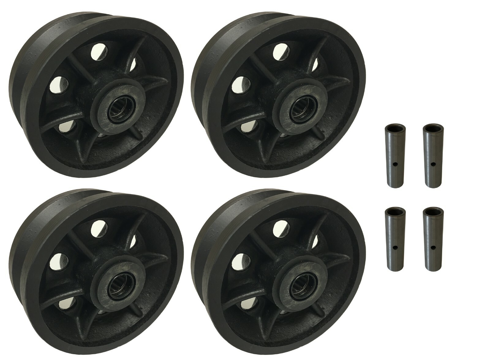 4 Heavy Duty Caster Wheels Set 4" 5" 6" 8" V-Groove Wheel Set With Bearing&Kit
