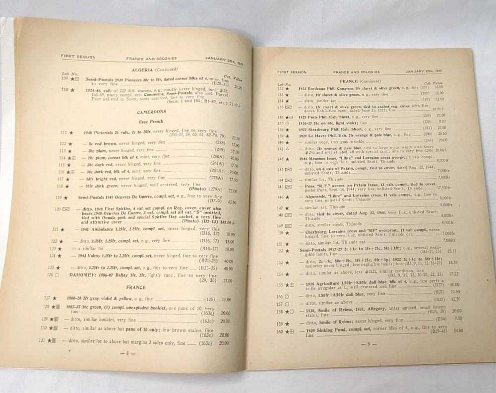 1947 HR Harmer Stamp Auction Catalog Foreign France & British AirPost philately