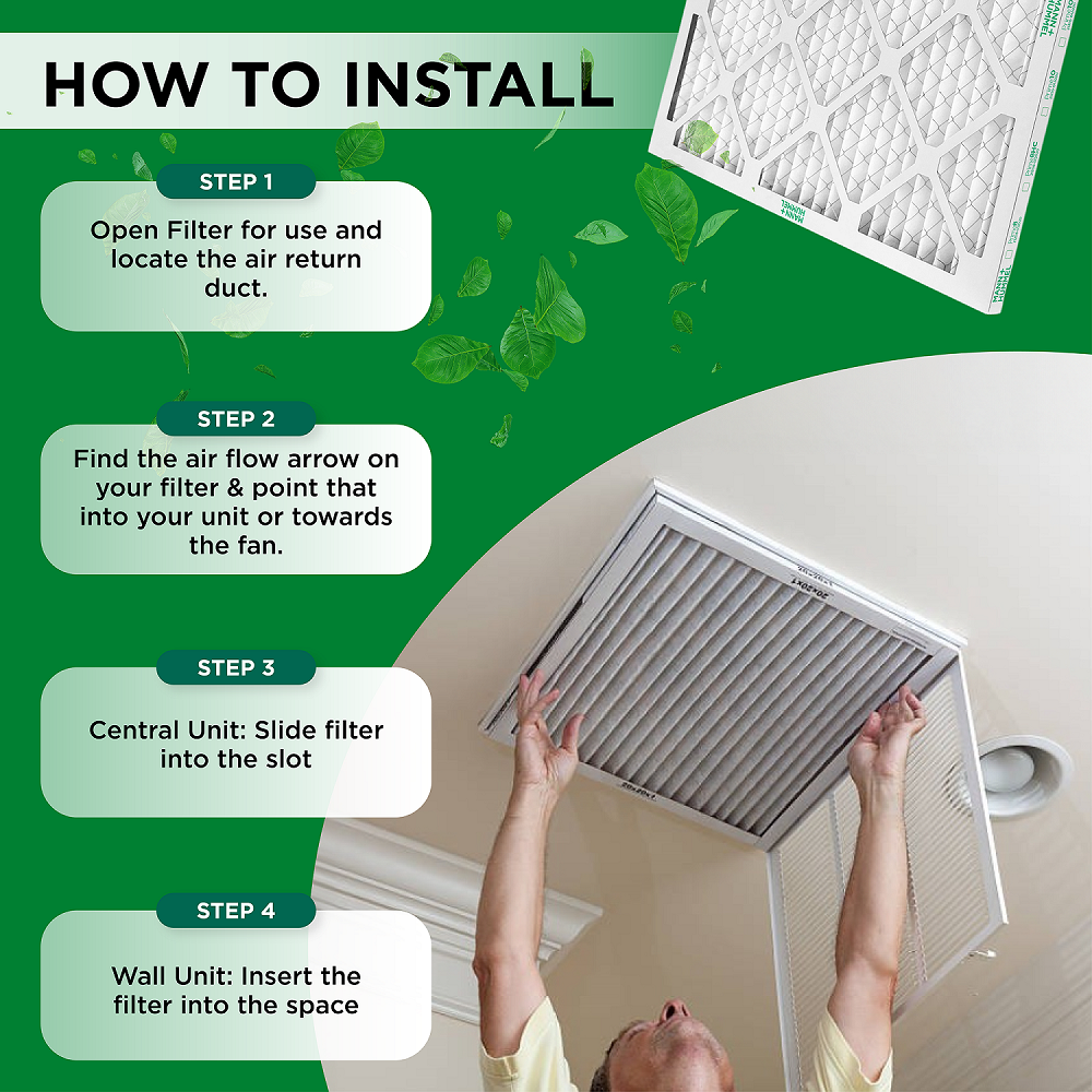 16x25x4 MERV 8 Pleated AC Furnace Air Filters. 4 Pack (Actual Depth: 3-3/4")