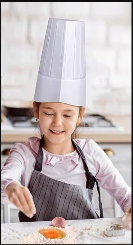 Tytroy Adjustable 9-Inch White Paper Tall Chef Hat, 10 Pack