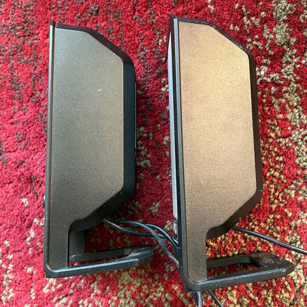 Dell A225 USB Powered Wired Black and Gray Speaker Pair using 3.5mm Audio Jack