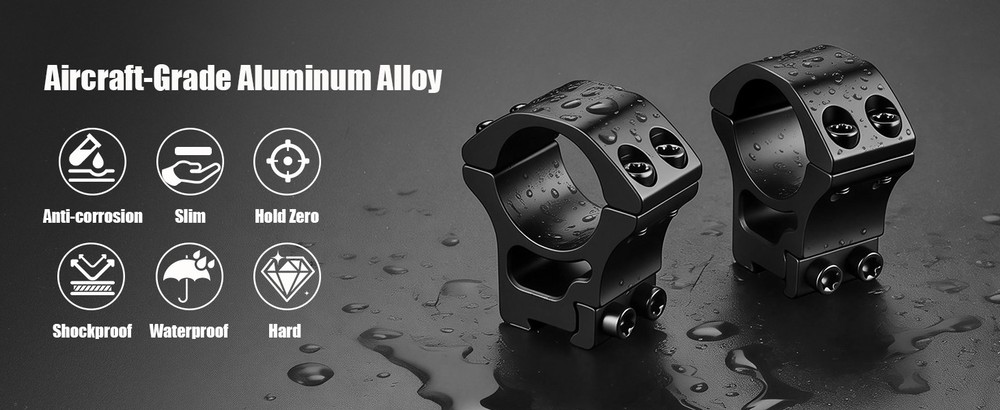 2Pieces 30mm Diameter See-through Scope Rings Includes Four additilonal screws